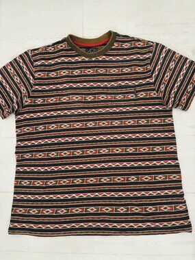 Dark Seas Division Men's Size Large Aztec Tribal Stripe Knit Pocket T-Shirt
